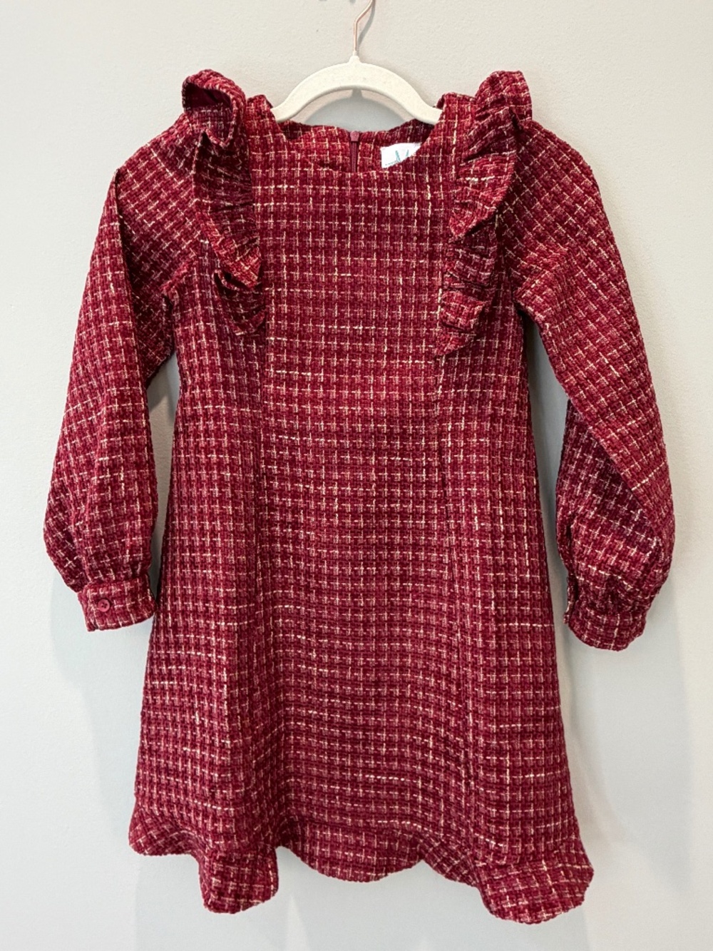 Shop the Mint “It’s All You” Burgundy Tweed Dress – Girls Size S (7/8)